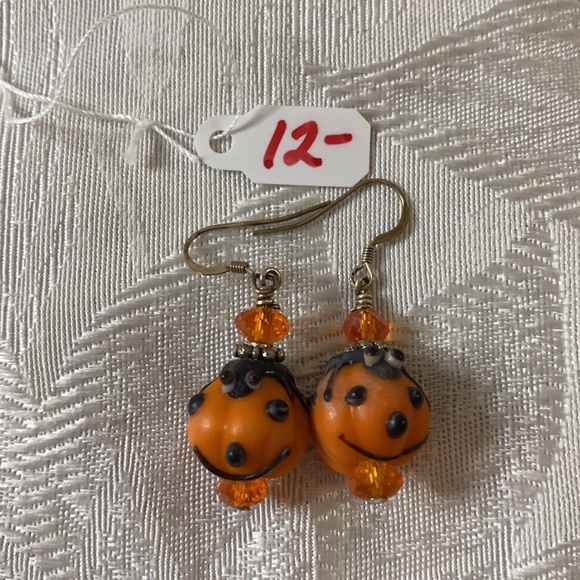 Pumpkin and Spider Earrings - Picture 2 of 3